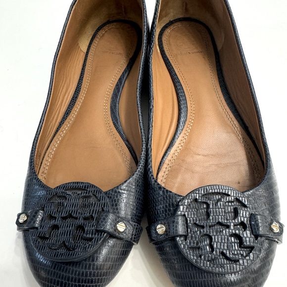 Tory Burch Mini Miller Lizard Leather Ballet Flats - Picture 12 of 16